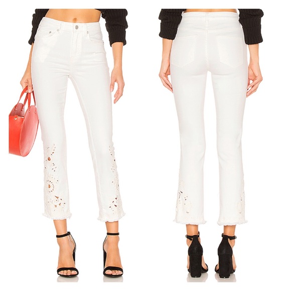 Free People Denim - Free People Cutwork Cigarette Jean in Ivory Hirise